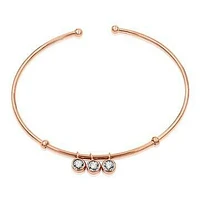 Triple Diamond Dangle Bangle Rose Gold