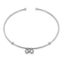 Double Diamond Dangle Bangle White Gold