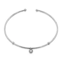 Single Diamond Dangle Bangle White Gold