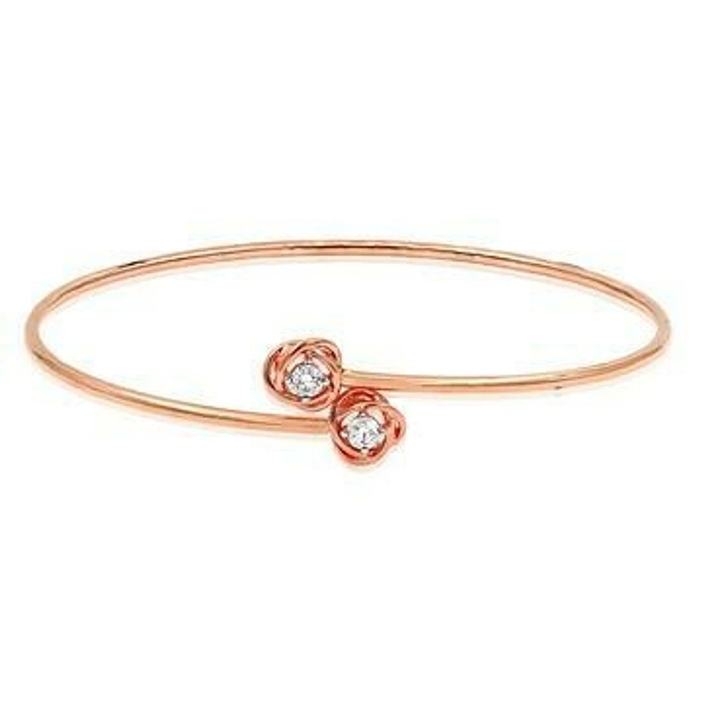 Diamond Knot Bypass Bangle Rose Gold