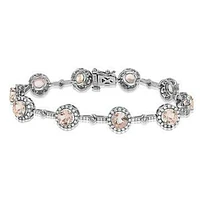 Morganite Halo Bracelet with Diamond Accent White Gold