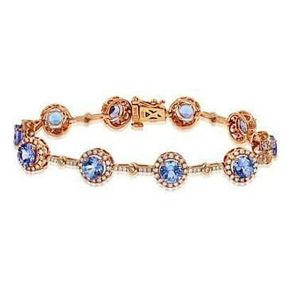 Tanzanite Halo Bracelet with Diamond Accent Rose Gold