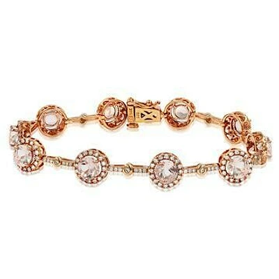 Morganite Halo Bracelet with Diamond Accent Rose Gold