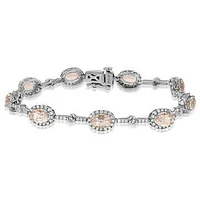 Oval Morganite Halo Bracelet with Diamond Accent White Gold