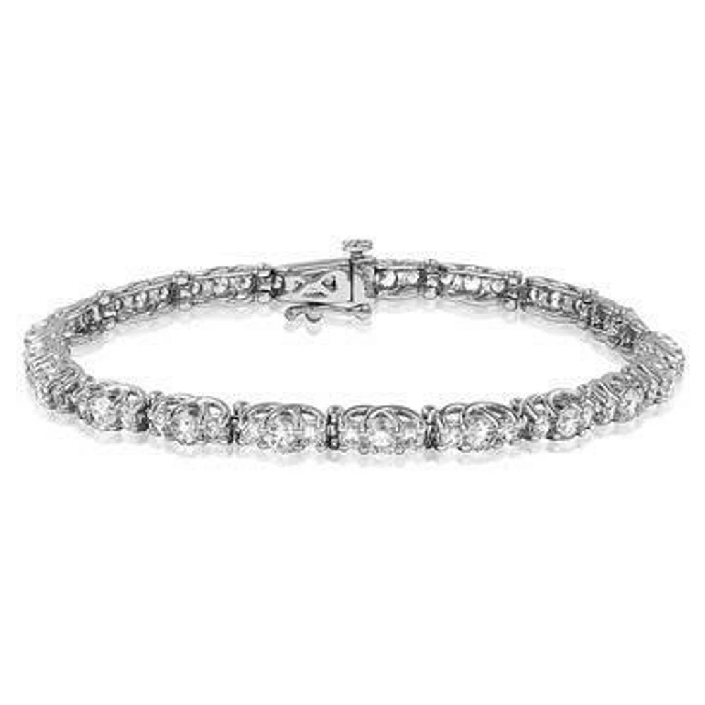 Fishtail Set Diamond Tennis Bracelet 18K White Gold