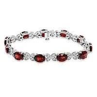 Oval Garnet Butterfly Bracelet with White Sapphires