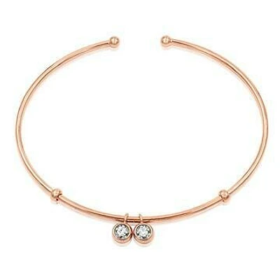 Double Diamond Dangle Bangle Rose Gold