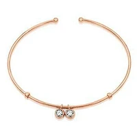 Double Diamond Dangle Bangle Rose Gold