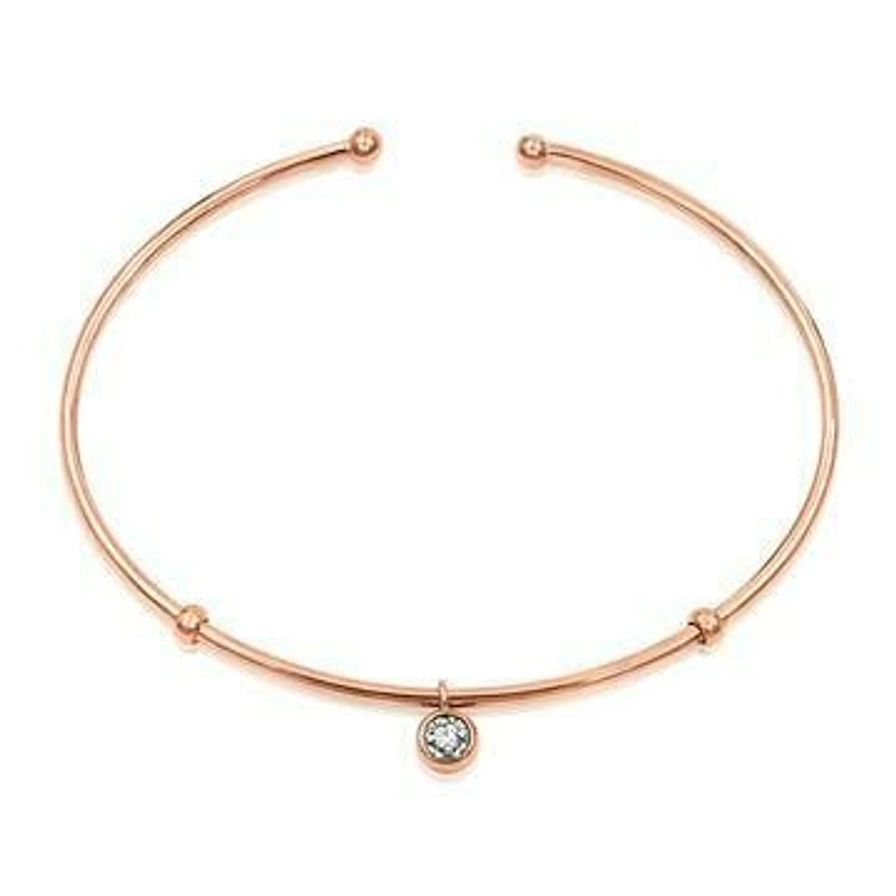 Single Diamond Dangle Bangle Rose Gold