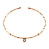 Single Diamond Dangle Bangle Rose Gold