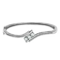 Three-Stone Semi-Mount Diamond Bypass Bangle White Gold 18K