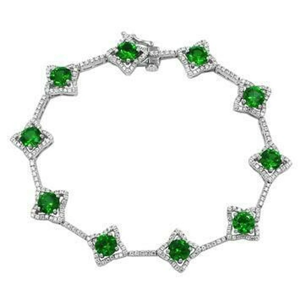 Cross Emerald Bracelet with Diamond Accent Gold