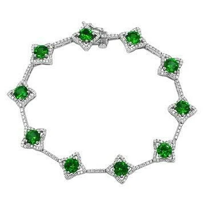 Cross Emerald Bracelet with Diamond Accent Gold