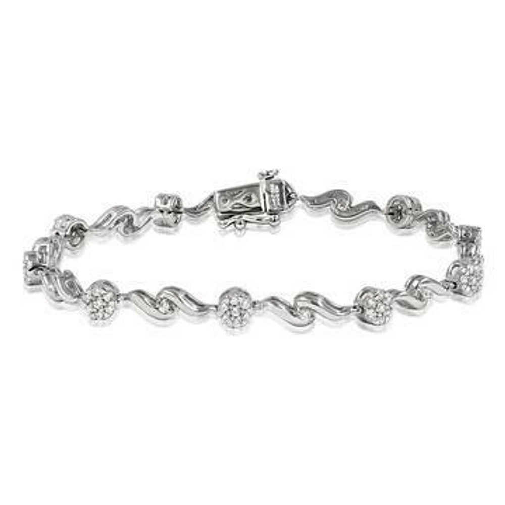 Diamond Cluster Swirl Bracelet White Gold