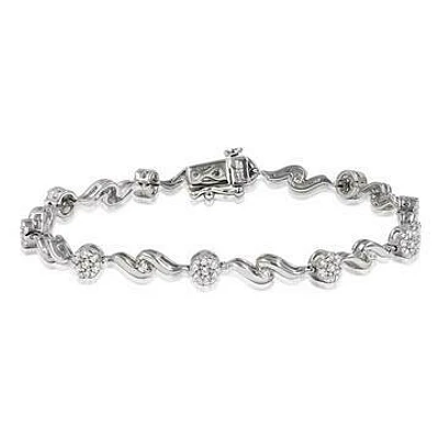 Diamond Cluster Swirl Bracelet White Gold