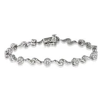 Diamond Cluster Swirl Bracelet White Gold