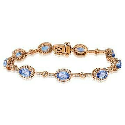 Oval Tanzanite Halo Bracelet with Diamond Accent Rose Gold