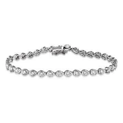 Diamond Pear Tennis Bracelet 18K White Gold