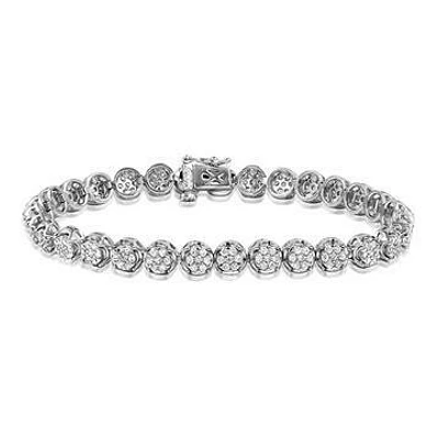 Diamond Cluster Tennis Bracelet 18K White Gold