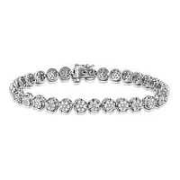 Diamond Cluster Tennis Bracelet 18K White Gold