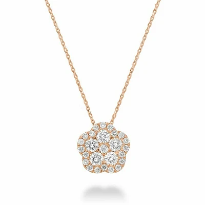 Hollow Flower Diamond Pendant CTDI Rose Gold