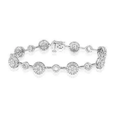 Diamond Cluster Halo Bracelet White Gold