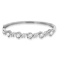 Diamond Semi-Mount Swirl Bangle 18K White Gold