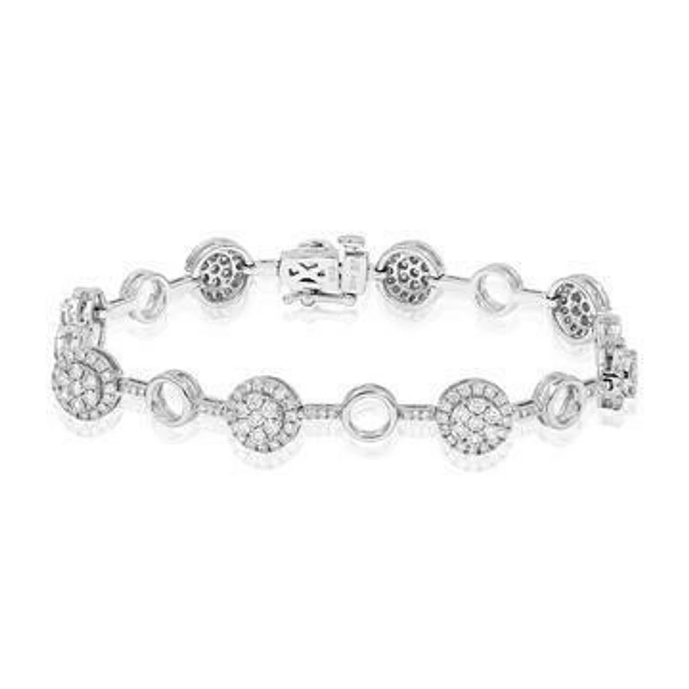 Diamond Cluster Halo Bracelet White Gold