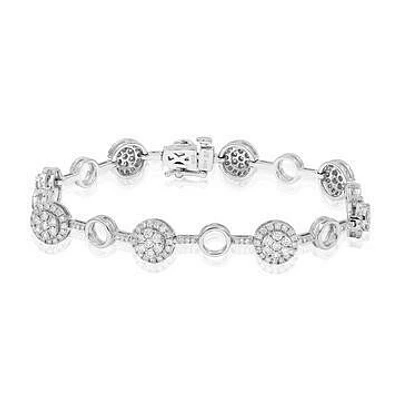 Diamond Cluster Halo Bracelet White Gold