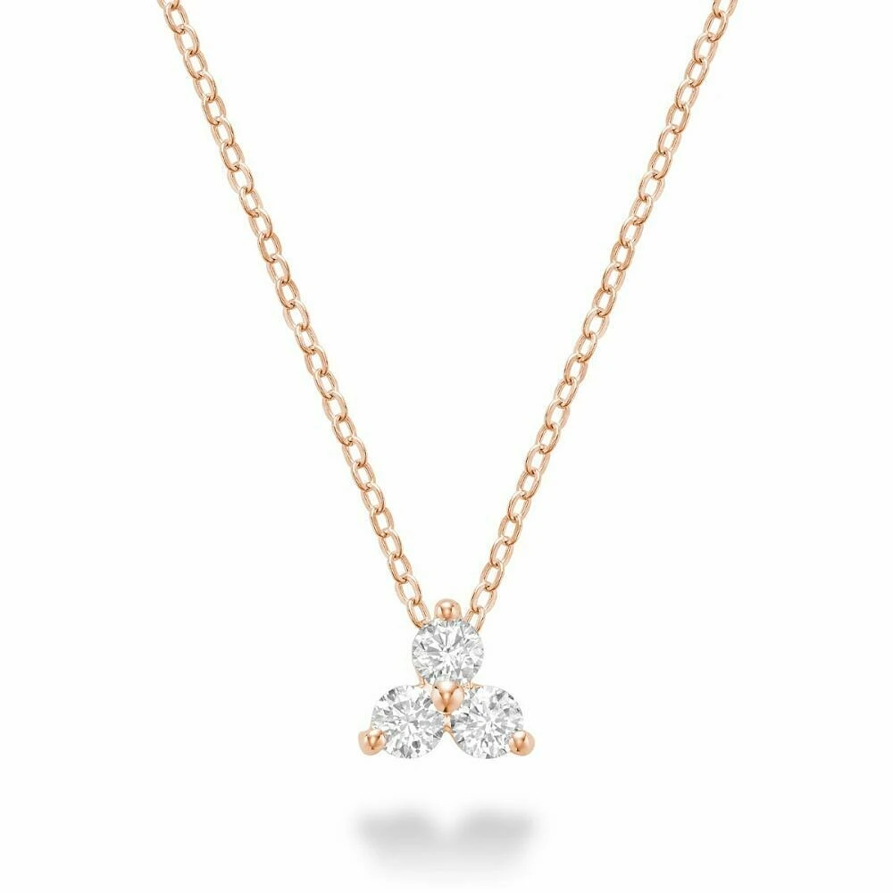 Three Stone Diamond Pendant Rose Gold