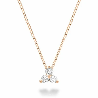 Three Stone Diamond Pendant Rose Gold