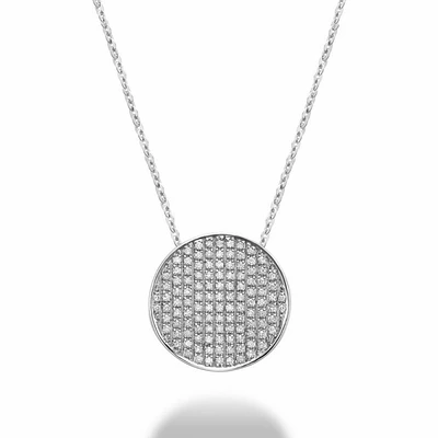 Curved Disk Diamond Pendant 0.35 CTDI White Gold
