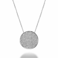 Curved Disk Diamond Pendant 0.35 CTDI White Gold