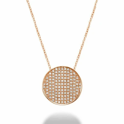 Curved Disk Diamond Pendant CTDI Rose Gold