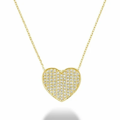Curved Heart-Shaped Diamond Pendant Yellow Gold