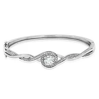 Diamond Twist Semi-Mount Bangle White Gold