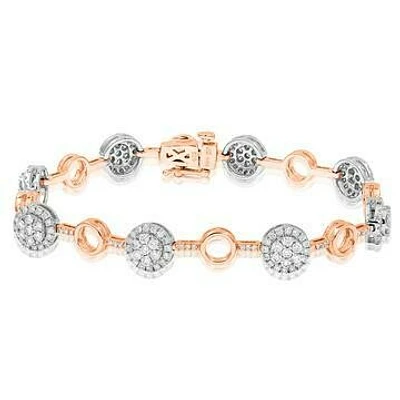 Diamond Cluster Halo Bracelet Rose Gold