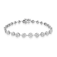 Diamond Cluster Tennis Bracelet 18K White Gold