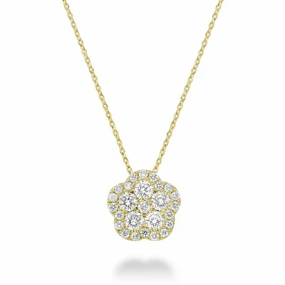 Hollow Flower Diamond Pendant CTDI Yellow Gold