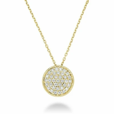 Circle Diamond Milgrain Pendant Yellow Gold