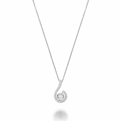 Drop Diamond Pendant White Gold