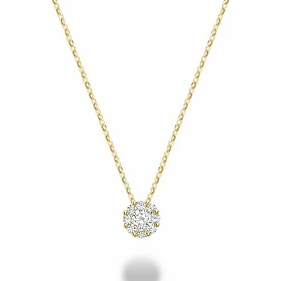 Cluster Diamond Pendant 0.35 CTDI Yellow Gold