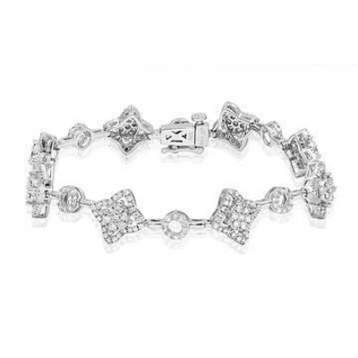 Cross Diamond Cluster Bracelet White Gold