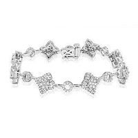 Cross Diamond Cluster Bracelet White Gold