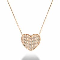 Curved Heart-Shaped Diamond Pendant Rose Gold