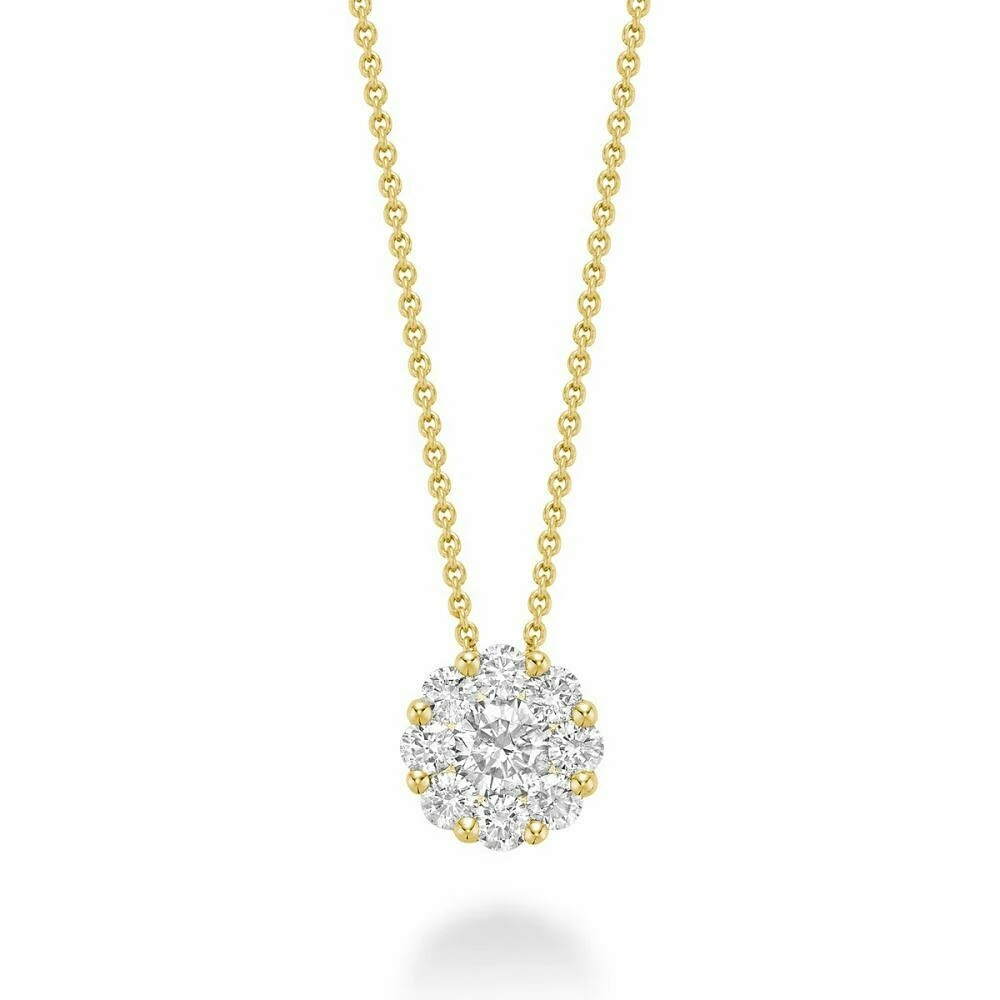 Cluster Diamond Pendant 1.00 CTDI Yellow Gold