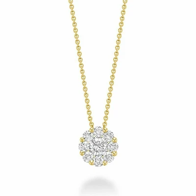 Cluster Diamond Pendant 1.00 CTDI Yellow Gold