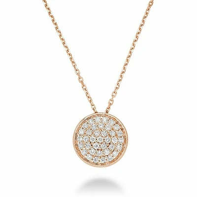 Circle Diamond Milgrain Pendant Rose Gold