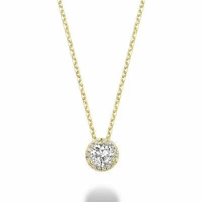 Martini Cup Diamond Halo Pendant CTDI Yellow Gold