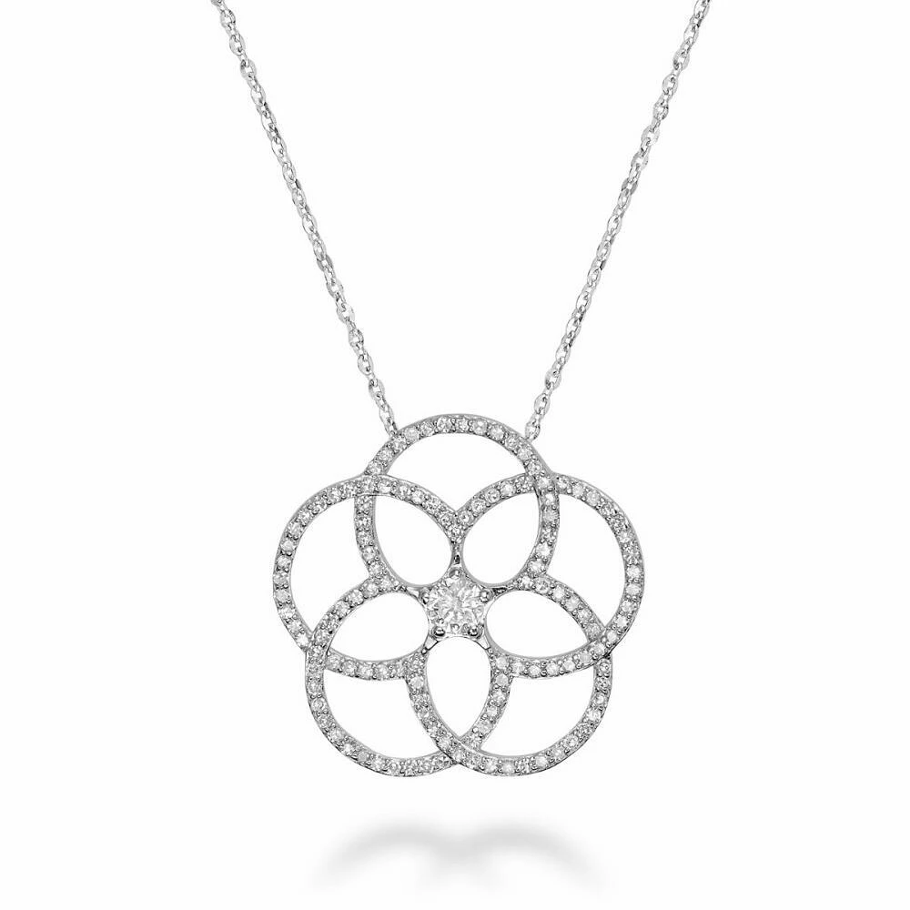 Big Flower Diamond Pendant 0.75CTDI Gold